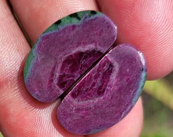Ruby Zoisite Slice Pair, Gemstone for Jewelry, 40 Carats