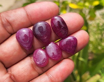 Natural Ruby Cabochon Lot, Mix Shape Gemstones, July Birthstone