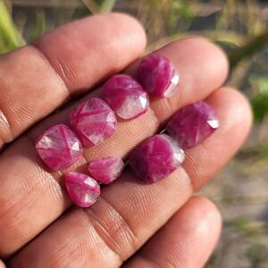 Lot de pierres précieuses rubis taille rose, formes multiples, 20 ct