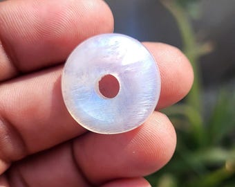 Rainbow Moonstone Donut Pendant - 18 Carat Crystal Healing Stone