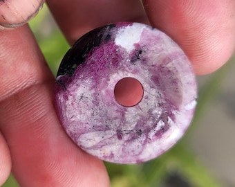Natural Ruby Donut Pendant - Healing Crystal, Chakra Stone