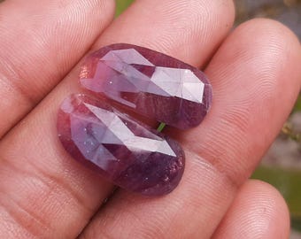 Natural Sapphire Gemstone Pair, Rosecut Fancy Shape, 20 ct