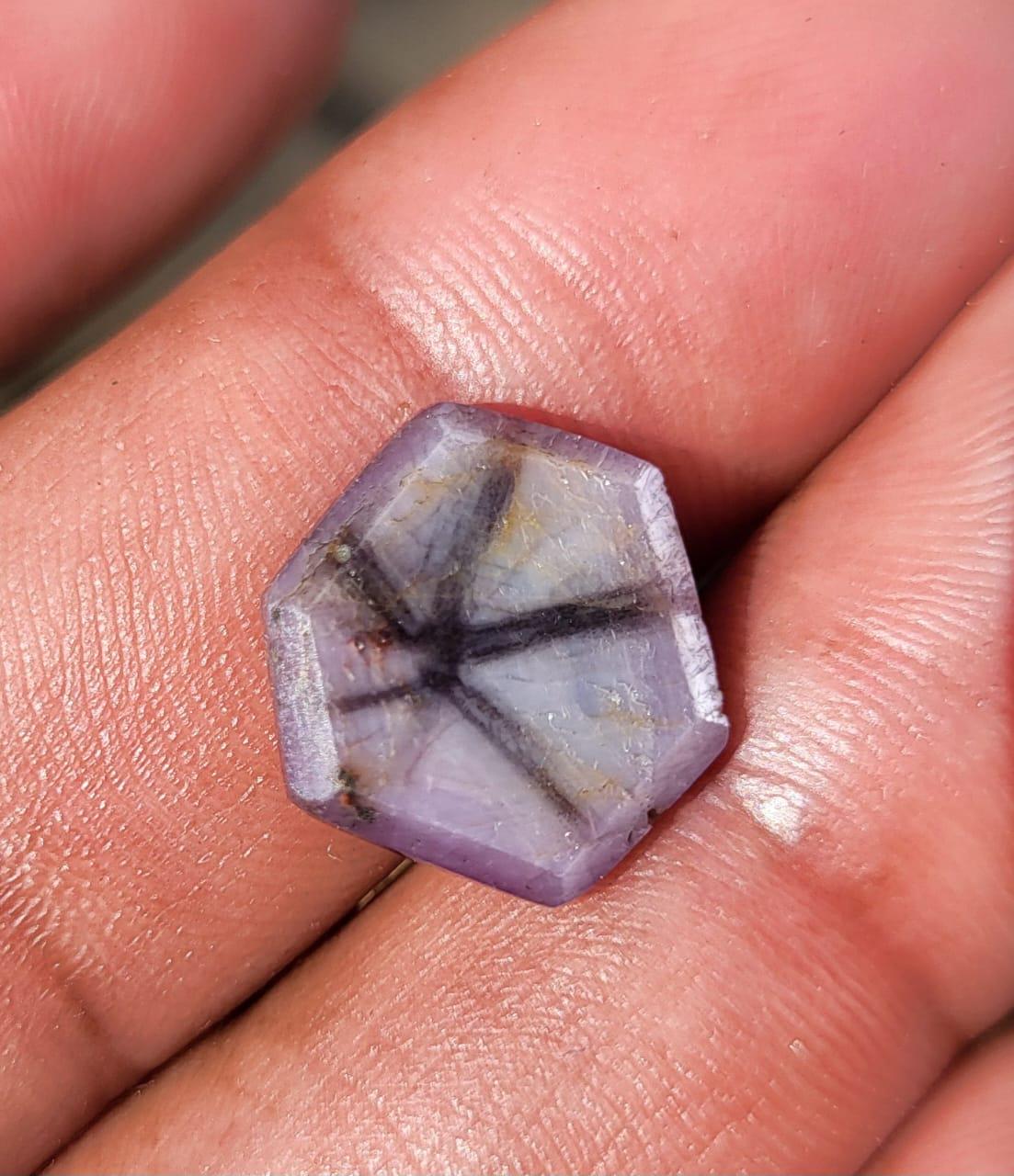 Natural Ruby Hexagon Slice, Polished Crystal Worry Stone, 8 Carats