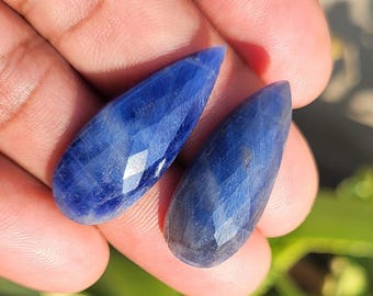 Natural Blue Sapphire Rosecut Pear Pair (45 cts, 31x13x6 mm)
