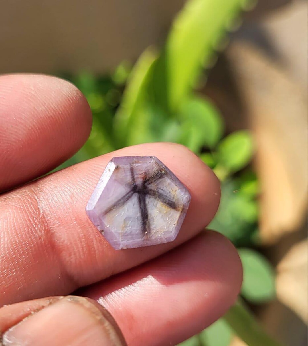 Natural Ruby Hexagon Slice, Polished Crystal Worry Stone, 8 Carats