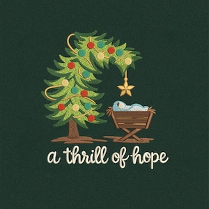 Diseño de bordado &quot;El regalo más grande de todos&quot;, archivo de bordado navideño cristiano, Pes de Navidad de la Natividad, Árbol de Navidad, descarga instantánea