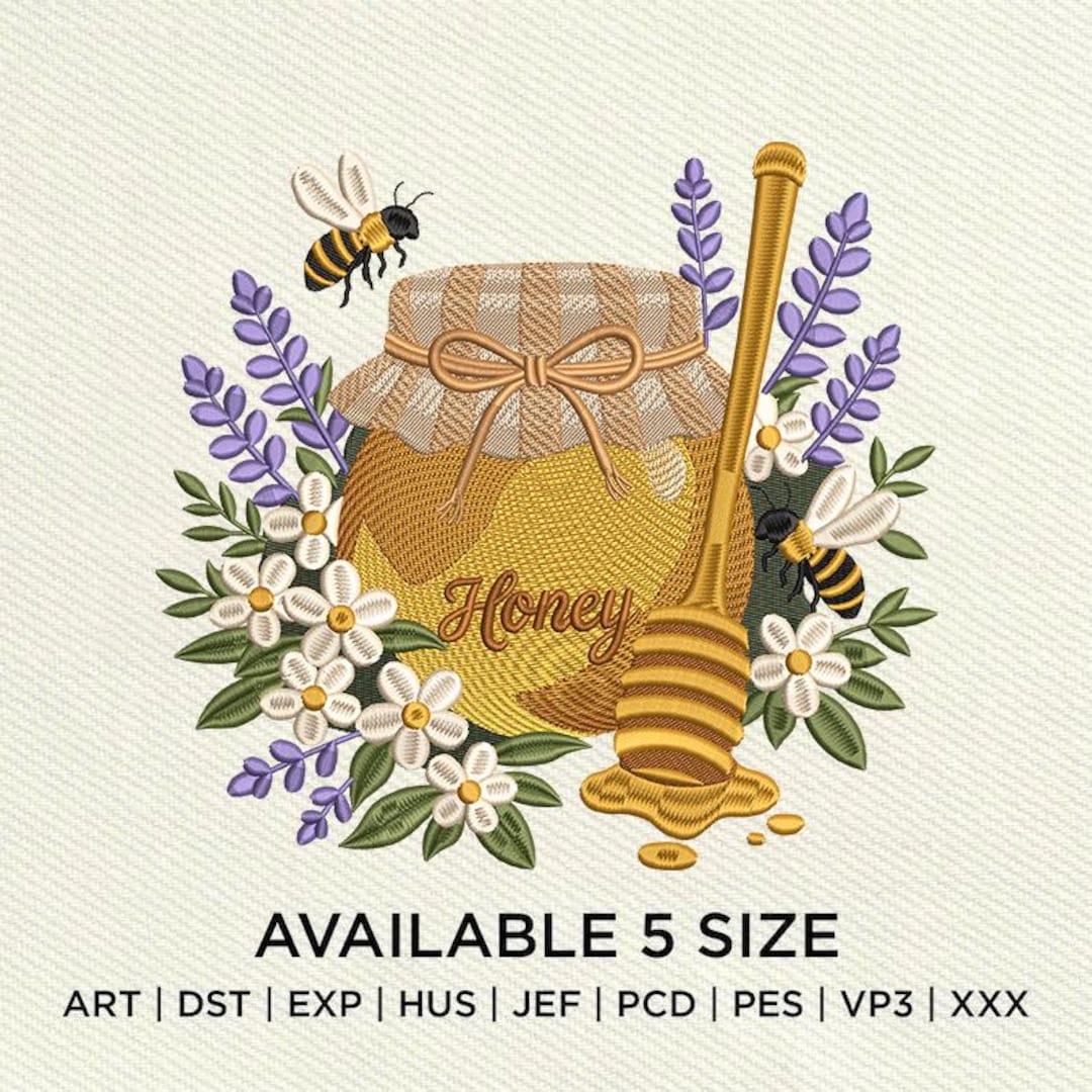 Honey Bee Floral Embroidery Design (instant Download) - Etsy