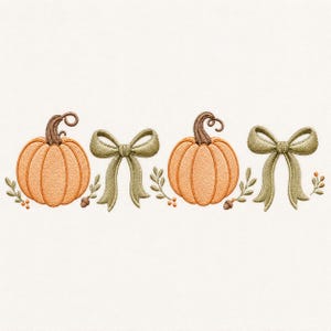 Stickdatei für Kürbis-Schleifenbordüre, Design „Kokette Herbstgirlande“ (Digitaler Download)