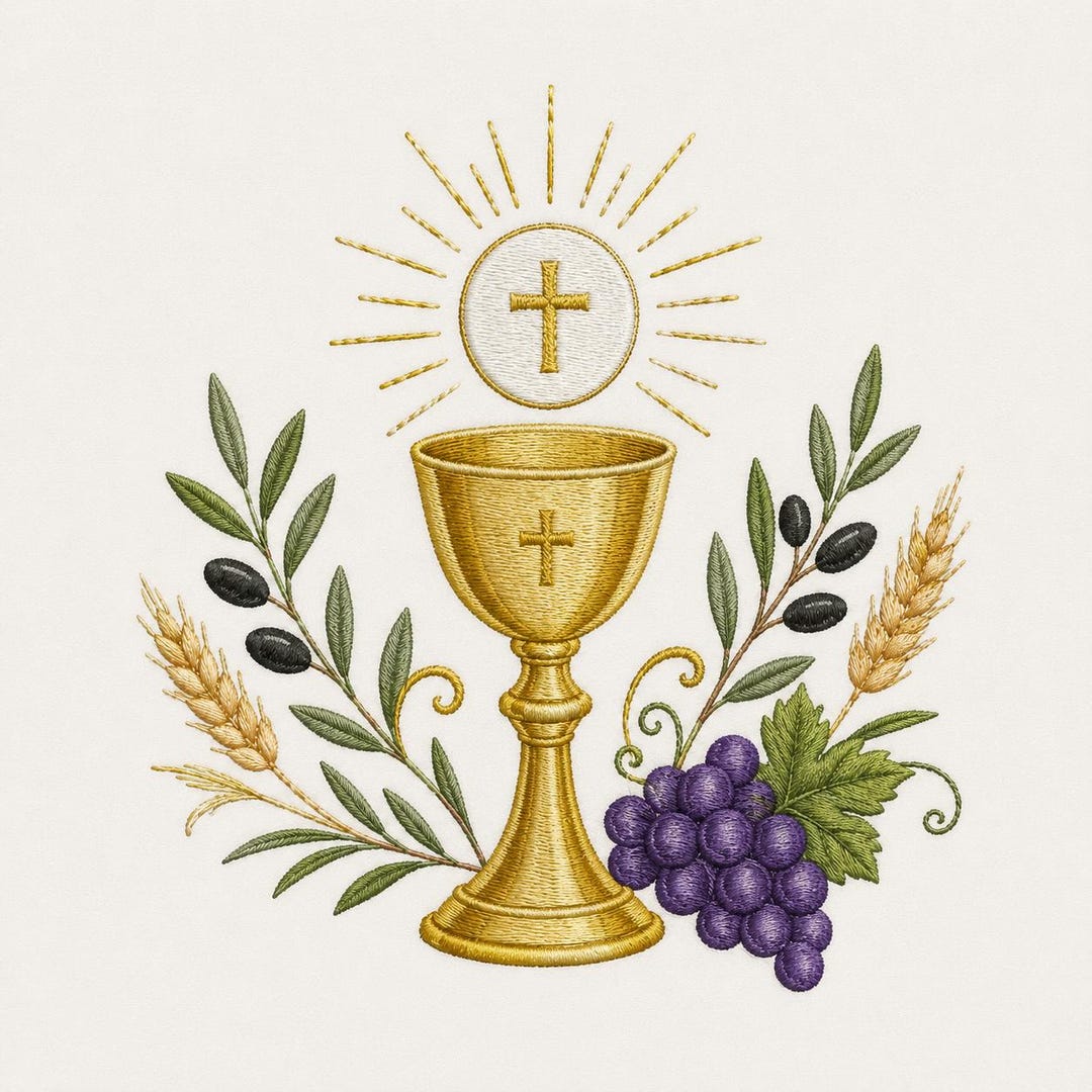 Communion Chalice Embroidery Design, Catholic Machine File, First ...
