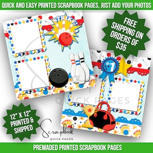 Bowling Scrapbook Quick Pages Premade Scrapbook Pages