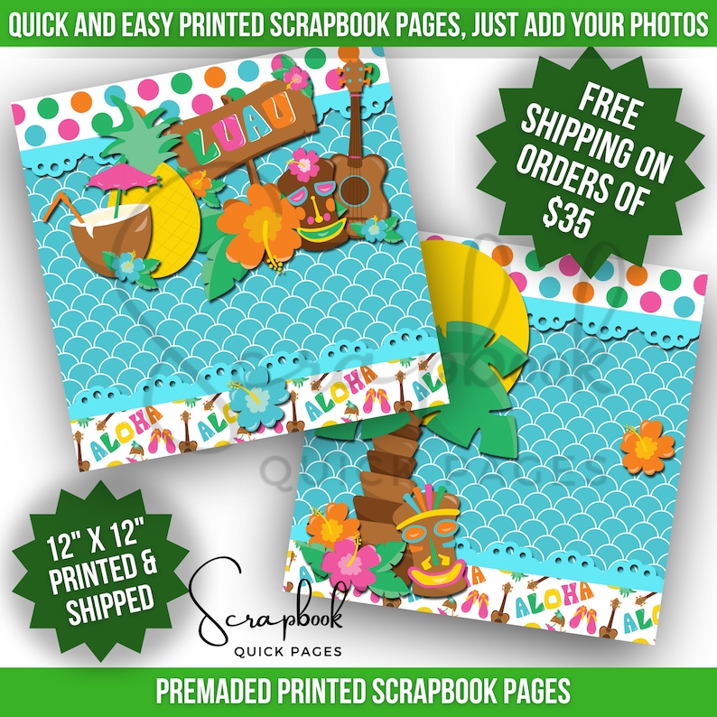 Hawaii Scrapbook Layout PRINTED 12x12 Beach Vacation Scrapbook Premade ...