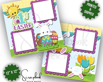 Easter Premade Scrapbook Page PRINTED 12x12 Baby's First Easter Scrapbook Layout Baby's 1st Easter Scrapbook Quick Page Digital Print Layout