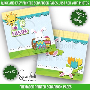 Baby's First Easter Scrapbook Layout PRINTED 12x12 Premade Easter Scrapbook Quick Pages Baby's 1st Easter Scrapbook Layout Digital Print image 3