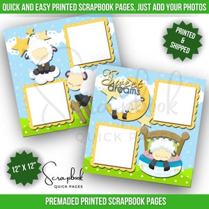 Baby Scrapbook Page Premade PRINTED Sweet Dreams Scrapbook Quick Page Toddler Boy Girl Baby Sleeping Scrapbook 12x12 Page Digital Print Baby