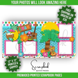 Hawaii Scrapbook Layout PRINTED 12x12 Beach Vacation Scrapbook Premade ...