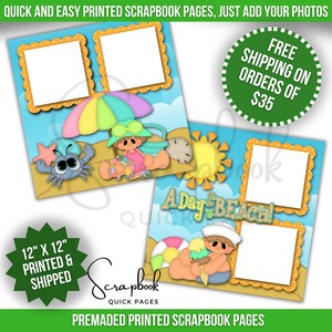 Beach Vacation Scrapbook Pages Premade Tropical Scrapbook Layout Beach Premade Scrapbook PRINTED Summer 12x12 Scrapbook Quick Pages