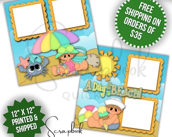 Beach Vacation Scrapbook Pages Premade Tropical Scrapbook Layout Beach Premade Scrapbook PRINTED Summer 12x12 Scrapbook Quick Pages