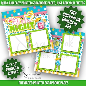 Ragazze Notte Scrapbook Pagina Cocktail Premade Scrapbook STAMPATO Pagina rapida 12x12 Scrapbook Addio al nubilato Stampa digitale Scrapbook Compleanno