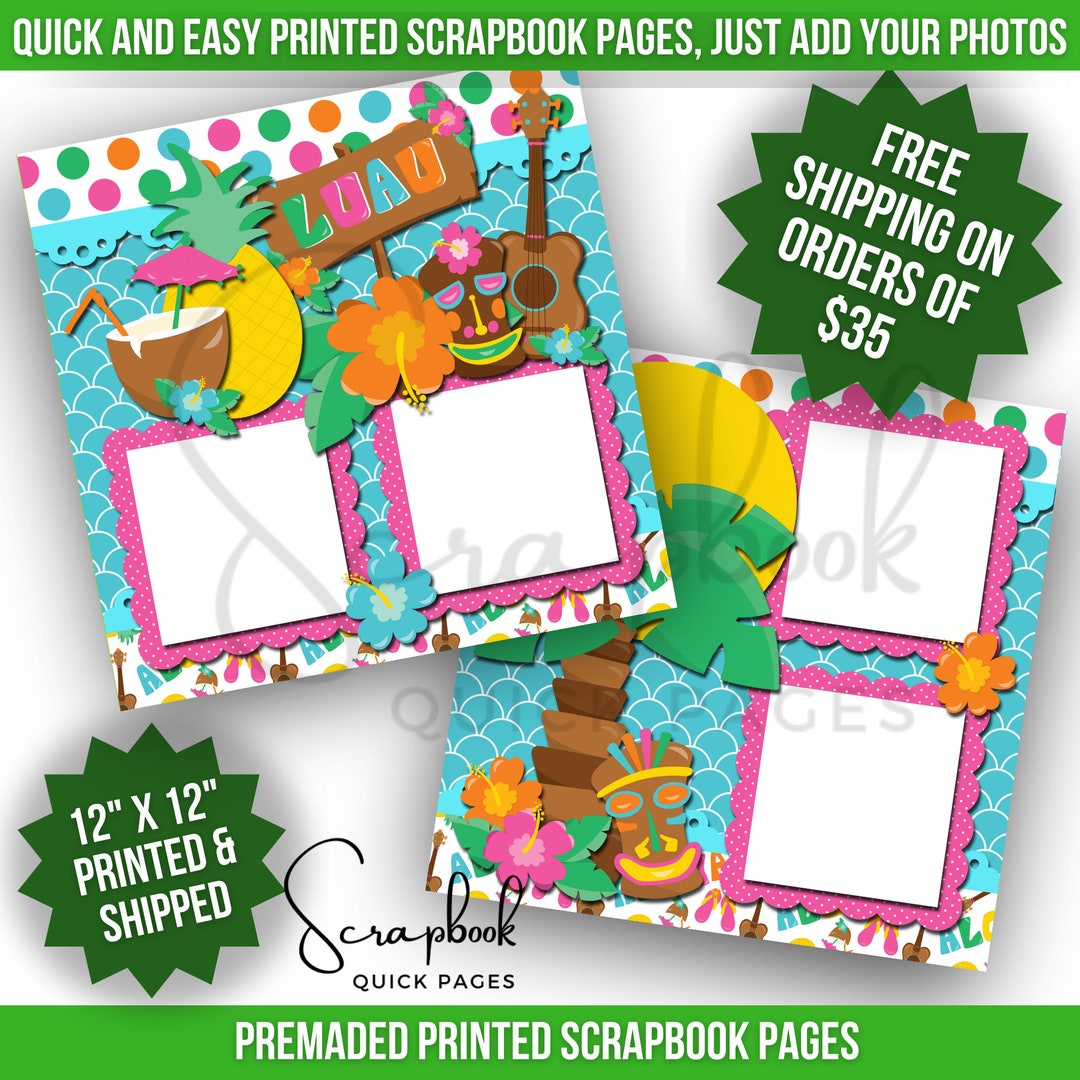 Hawaii Scrapbook Layout PRINTED 12x12 Beach Vacation Scrapbook Premade ...