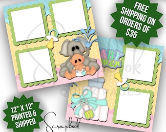 Baby Shower Scrapbook Pages Premade PRINTED New Mom Scrapbook Quick Pages 12x12 Digital Print Scrapbook New Baby Boy Shower Girl