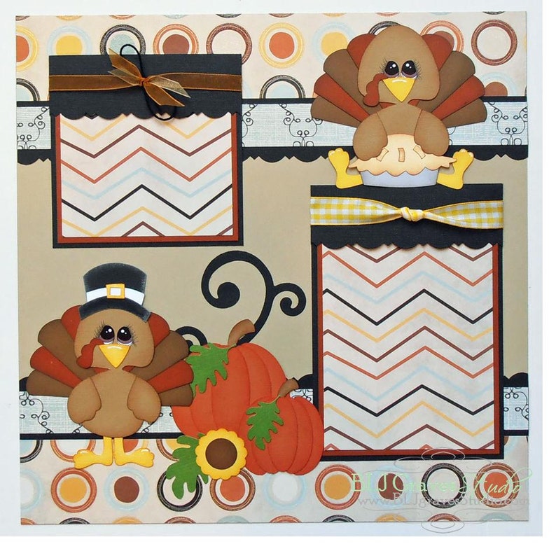 2 Premade Scrapbook Pages 12x12 Layout Paper Piecing Fall Etsy