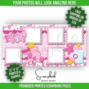 First Mother's Day Scrapbook Layout Baby Girl Premade PRINTED Scrapbook Quick Pages 12x12 Scrapbook Pages Digital Print 1st Mother's Day With Photo Mats