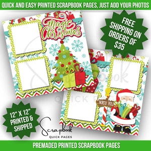 12x12 Christmas Scrapbook Page Kit, 12x12 Premade Christmas Scrapbook, 12x12  Premade Scrapbook Page, Christmas Scrapbook Layout, Echo Park 