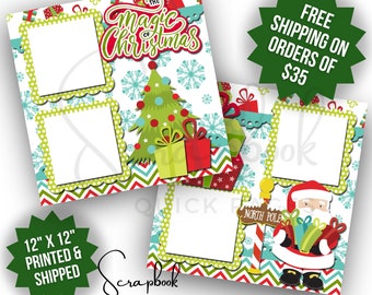 Christmas Scrapbook Pages Premade Christmas Magic Santa 2 Scrapbook Layout Premade PRINTED Scrapbook Quick Pages 12x12 Digital Print Santa