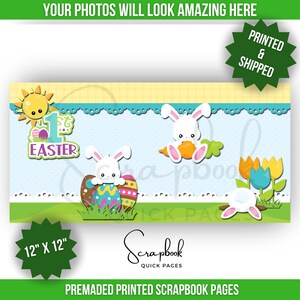 Baby's First Easter Scrapbook Layout PRINTED 12x12 Premade Easter Scrapbook Quick Pages Baby's 1st Easter Scrapbook Layout Digital Print Without PHoto Mats