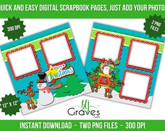 Christmas Printable Scrapbook Quick Pages Santa Rudloph Snowman Digital Instant Download Christmas Digital Scrapbook