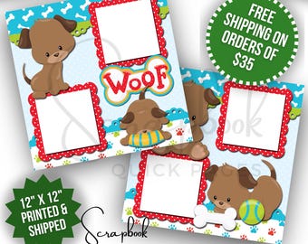 Puppy Dog Scrapbook Layout Pet Premade PRINTED Scrapbook Quick Page 12x12 Digital Print Scrapbook Layout Dog Lover Pet Dog Scrapbook Page