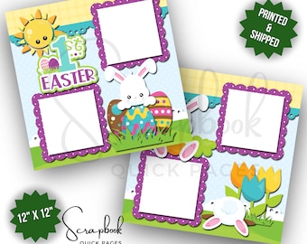 Baby's First Easter Scrapbook Layout PRINTED 12x12 Premade Easter Scrapbook Quick Pages Baby's 1st Easter Scrapbook Layout Digital Print