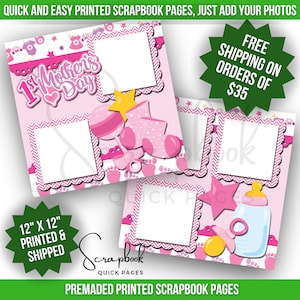 Mom Scrapbook Pages Premade Mother's Day Scrapbook Quick Pages Digital Print