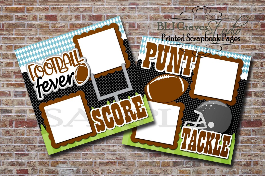 Football Scrapbook Pages Premade Sports Scrapbook Layout Etsy