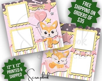 Baby Scrapbook Page Premade Baby Shower Girl Scrapbook Layout Pink Baby Shower Premade PRINTED Scrapbook Quick Pages 12x12 Digital Print