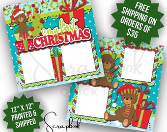 Christmas Scrapbook Page Baby First Christmas Scrapbook Quick Page Premade PRINTED Christmas Scrapbook Page 12x12 Baby 1st Christmas Layout