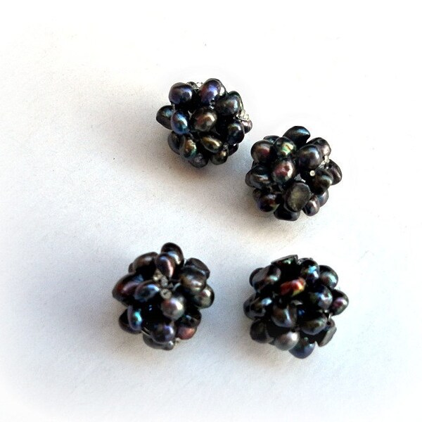 Blackberries-Handmade Findings,, Hand Woven Fresh Water pearls ball 12-13 mm - 4 pcs