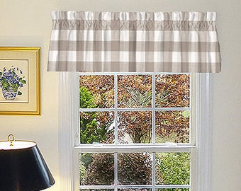 Valance, Farmhouse Cotton Lined Curtain Panels, Rustic Curtains, Country Curtain Panel, Made to Order Window Valance, Kitchen Farmhouse