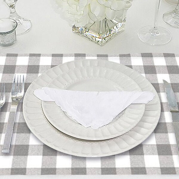 Reversible Placemats - Set of 4 - Buffalo Plaid Grey Place Mats - 13 x 19