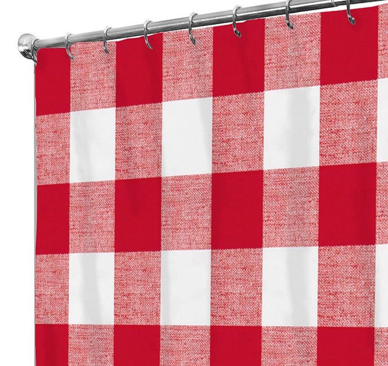 Shower Curtain Christmas Plaid Fabric Shower Curtain Red Etsy