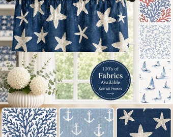 Coastal Beach Window Valance: Nautical Lake House Decor