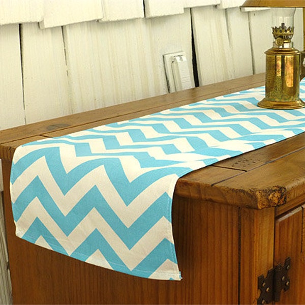 10 x 72 Chevron Light Turquoise Table Runner Wedding Gift Table Runners Decorative Holidays