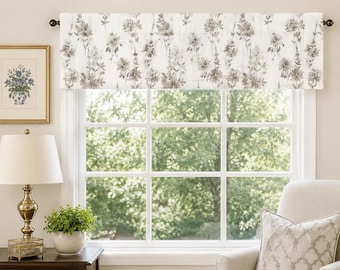 Custom Beige Ecru Valance – Made-to-Order Window Treatments for Kitchen, Bathroom, or Living Room – Neutral Curtain Panels & Drapes