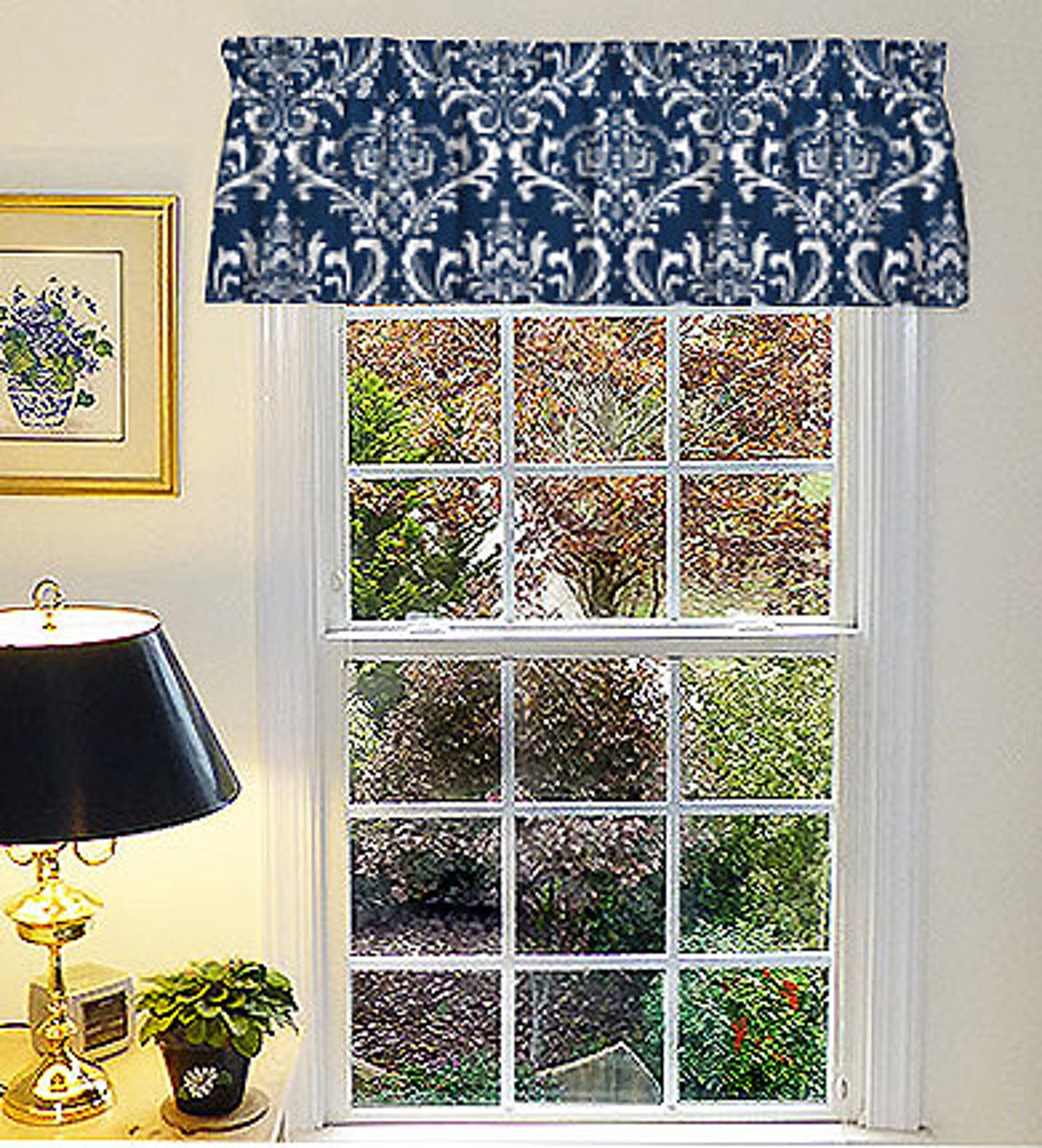 Blue Window Valance Window Valance 52 X 16 Valance Etsy