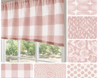 Blush Pink Window Valance - Custom Nursery Window Treatment - Baby Girl Room Curtains - Made to Order Valance - Cottagecore Curtain Panel