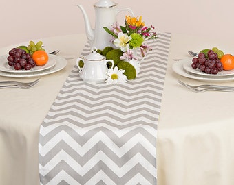 Choose your Table Runner, Grey Table Runner - Grey Wedding Linens - Grey Table Topper - Chevron Grey Table Runner