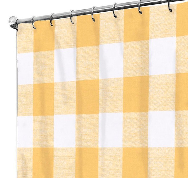 Shower Curtain Vintage Plaid Fabric Yellow Bath Guest Room Extra Long 72 74 84 90 96
