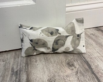 Fabric Door Stop Gray, Work from Home Doorstop, Botanical Housewarming Gift Door Holder, Grey Door Wedge for New Home