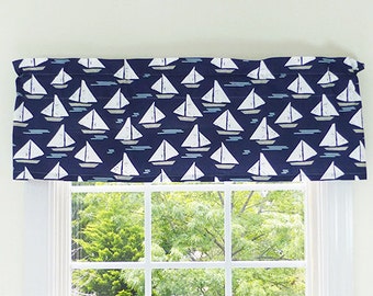 Rod Pocket Curtains, Rod Pocket Valances, Unlined Curtains, Rod Pocket Drapes, nautical window treatments navy