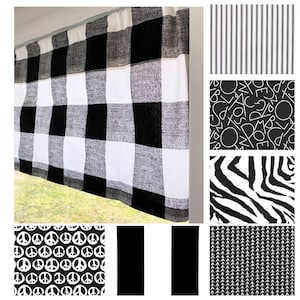 Black Valance, Made to Order Window Treatments, Bathroom Curtains, Kitchen Valance, Custom Order Window Treatments, Curtain Panels, Drapes